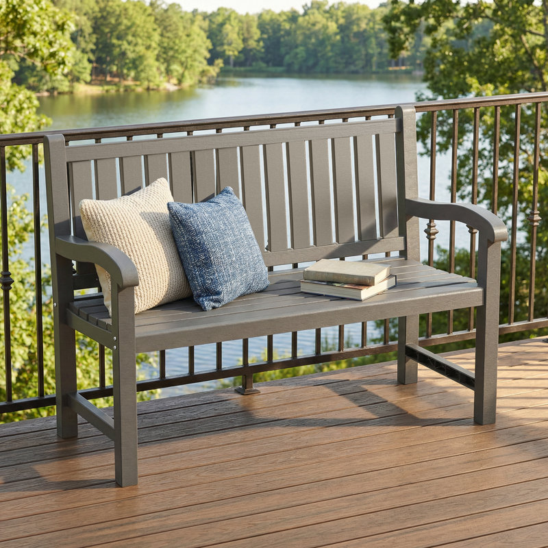 Banc d'extérieur en résine toutes saisons (brun-gris), Gris