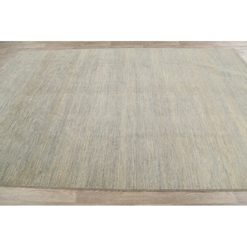 Tapis décoratif de Ivoire en laine de conception unique 6 pi 5 po x 9 pi 10 po noué à la main New Age
