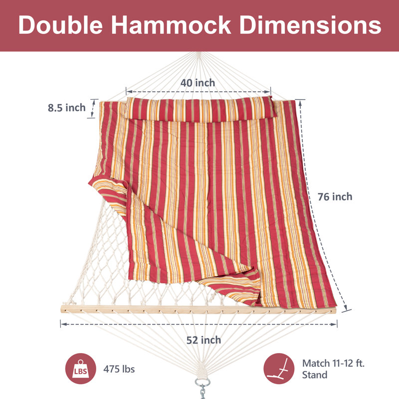 Hamac double avec support Volkrad, Rouge / rayures orange