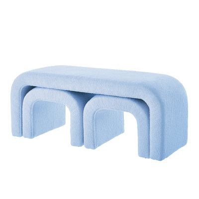 Set Of 3 U-Shaped Modern Bench Teddy  Ottoman Bench For Entryway (Only Including Ottoman)