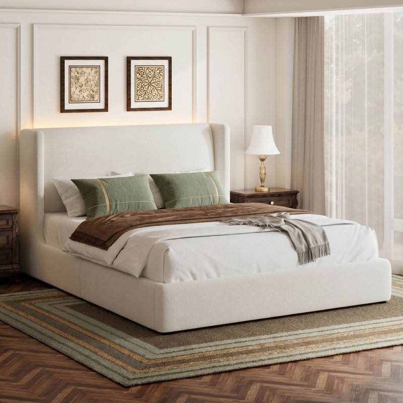 Lit plateforme Chenille, Queen, White