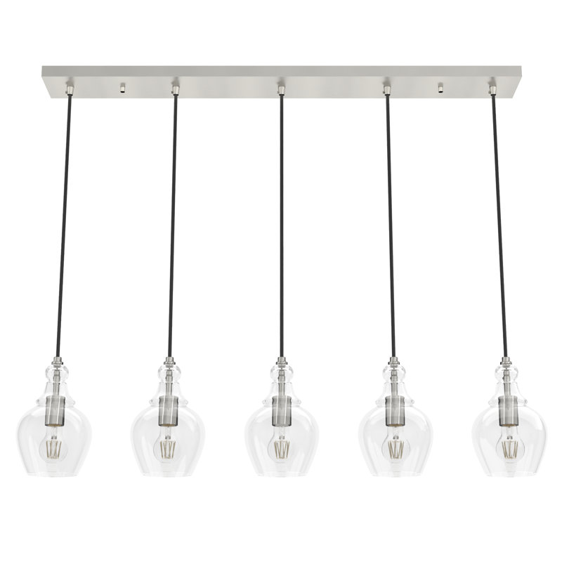 Maple Park 5 Light Linear Cluster Pendant, Brushed Nickel