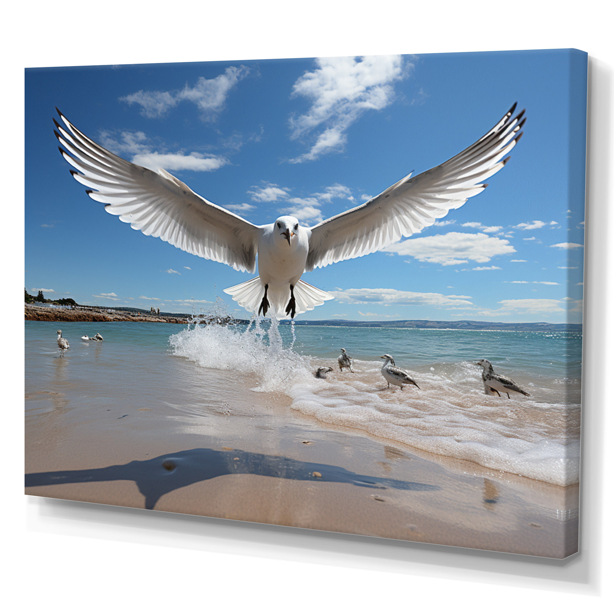 Dovecove Blue Seagulls In Flight At Beach - Animals Wall Art Living ...