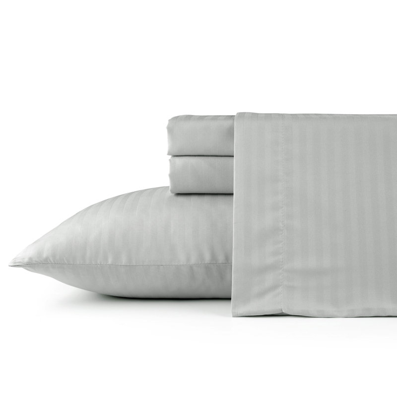 Ensemble de draps 4 pièces Bibb Home, Gris clair, Ensemble de draps pour très grand lit avec 2 taie