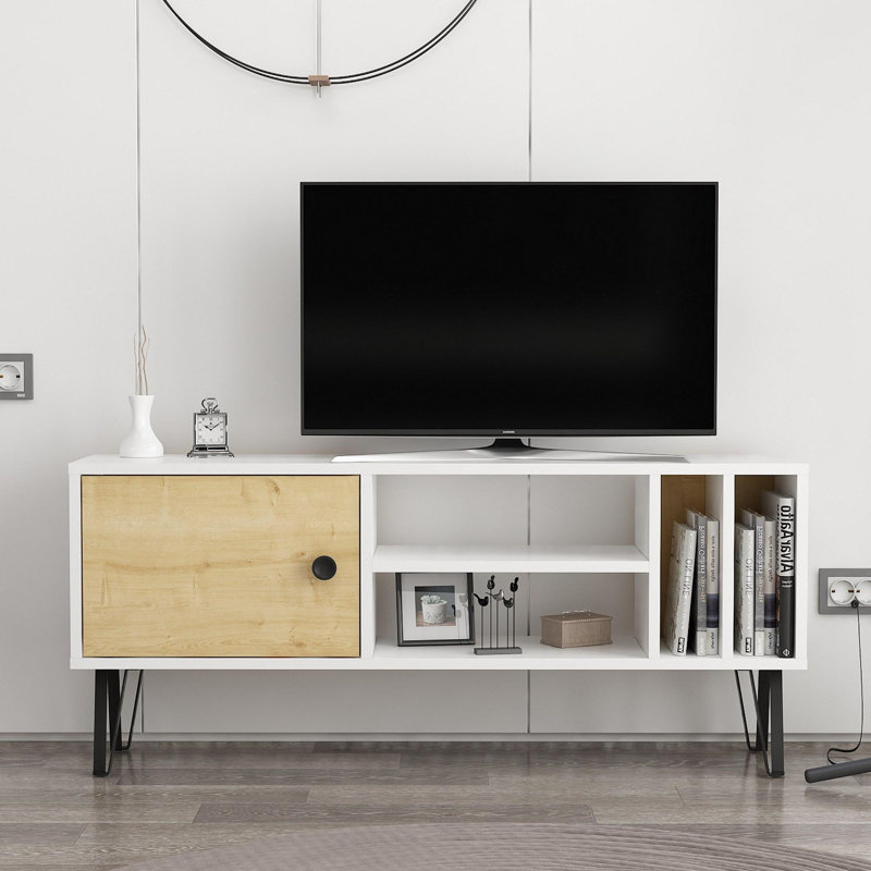 Bardhyle Unfinished TV Stand for TVs up to 43", White;Oak