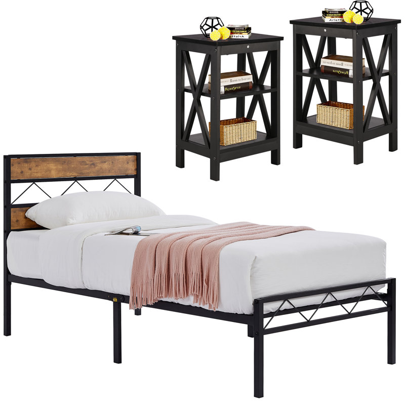 Vallette Steel Bedroom Set, Black, Twin