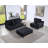 Messina 122.5"W Black Velvet Reversible Sectional Sofa Ottoman With Storage Compartment, Drawer, Usb Ports, Charging Outlets