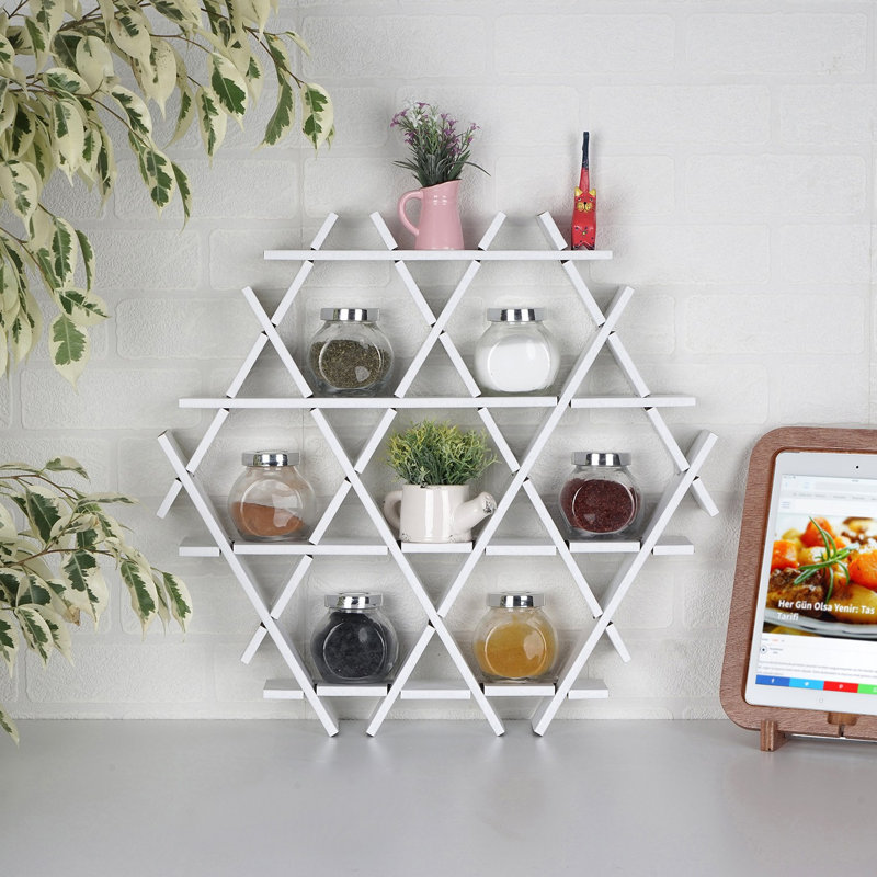 Aaliyha 4 Piece Hexagon Accent Shelf, 70cm H x 67cm W x 11 cm D, White