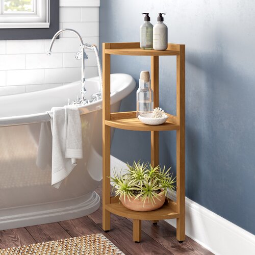 Ebern Designs Solid Wood Freestanding Bathroom Shelves & Reviews 