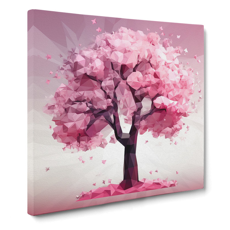 Cherry Blossom Tree Polygon - Wrapped Canvas, 35cm H x 35cm W x 3cm D