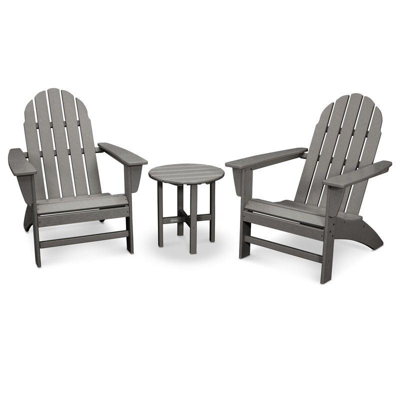POLYWOOD Classic Adirondack 3-Piece Adirondack Set, Slate Gray