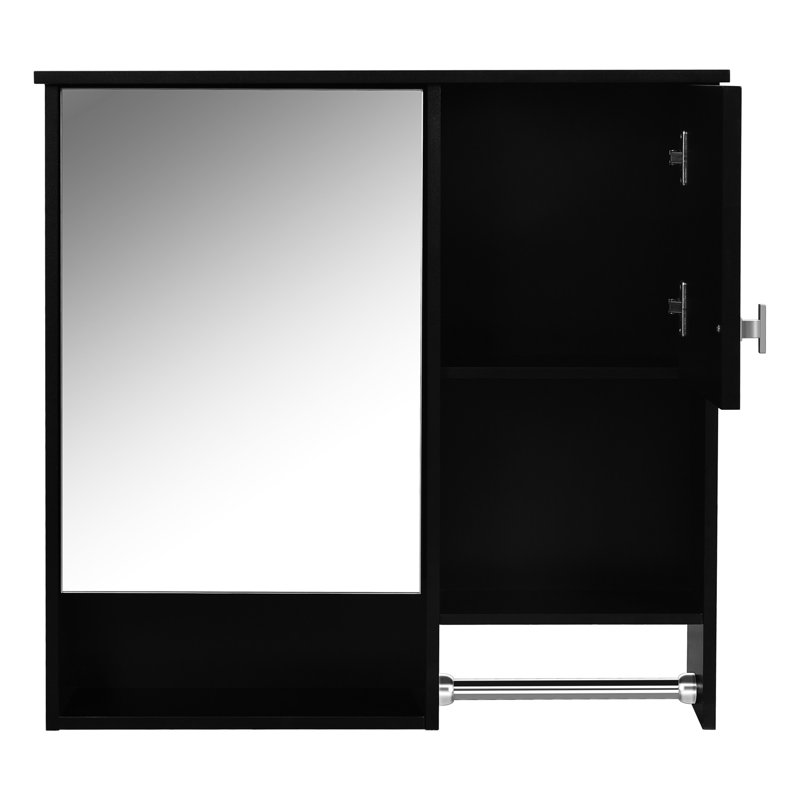 29'' X 28'' Modern Bathroom Storage Cabinet With Mirror - Adjustable Shelf Height, Materials, Black Style Wall , Shelf,