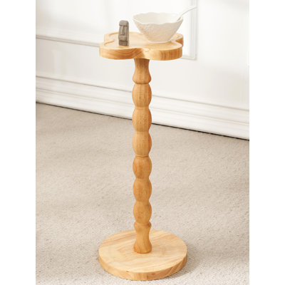 Solid Wood Four-Leaf Clover End Table,Small Pedestal Drink Table, Tall Plant Stand