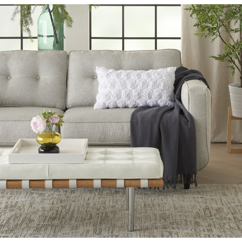  Housse de coussin rectangulaire et insert, Blanc, 14 po x 24 po