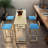 Bar table and chair five piece set, gold frame, multi-layer tabletop, chair cushion and backrest made of sponge, table with storage function (gold)-1939756201