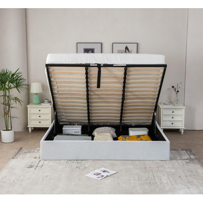 Braud Upholstered Hydraulic Lift Up Storage Bed Without Headboard