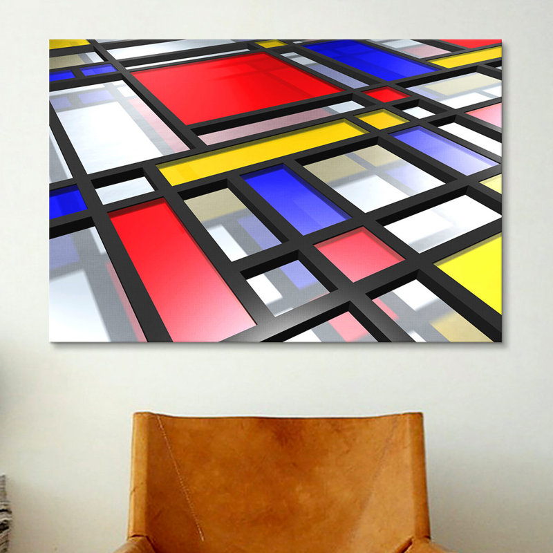 « abstract mondrian style » par michael tompsett, impression sur toile, H 18 po x l 26 po x P 1,5 po