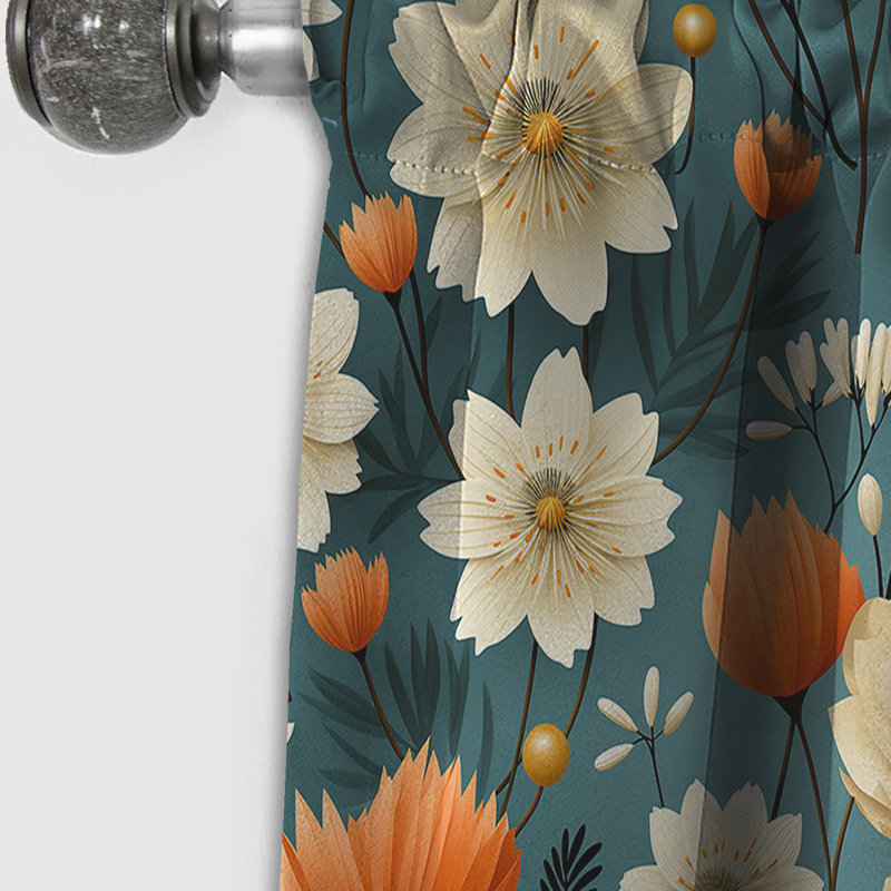 Mod Botanical Allure II - Rideau Mid-Century - Rideau occultant géométrique - 1 panneau, L 52 po x L 108 po
