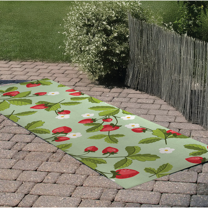 Strawberries Outdoor Rug, Runner 2'6" x 8'