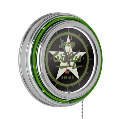 Jeep Willys 1941 Retro Neon Wall Clock
