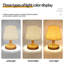 Lampe de table veilleuse pour la chambre à coucher à 3 lumières à intensité variable avec abat-jour rond en lin pour salon, bureau, dortoir, bois massif, ampoule DEL incluse-132009908