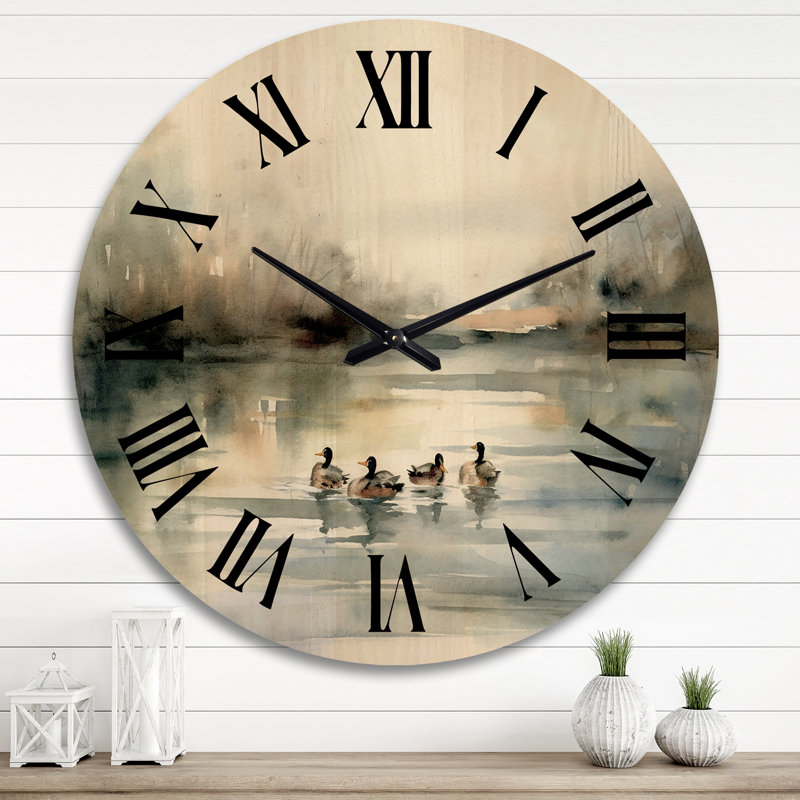 Horloge murale Ducks in Pond II, Très grand