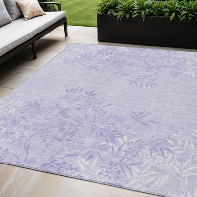 Tapis d'intérieur lavable à motif floral lilas 5 pi x 8 pi lilas et ivoire