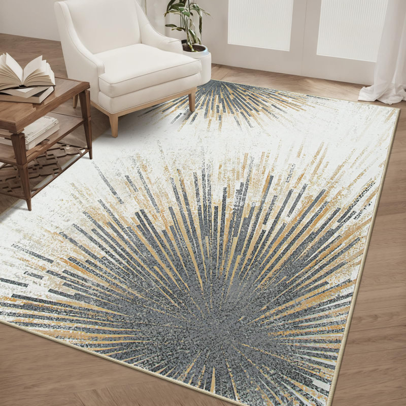  Mordern Washable Area Rug for Living Room Non-Slip Soft Rug for Bedroom Abstract Carpet, Rectangle 4' x 6'