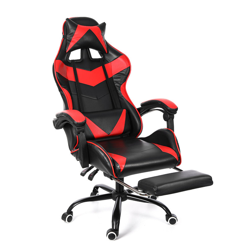 Fauteuil PC et de course avec repose-pieds, Rouge