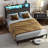 Hugo Modern Platform Bed Frame with 2-Tier Wood Storage Headboard LED Lights and Charging Station-232766573-248907154
