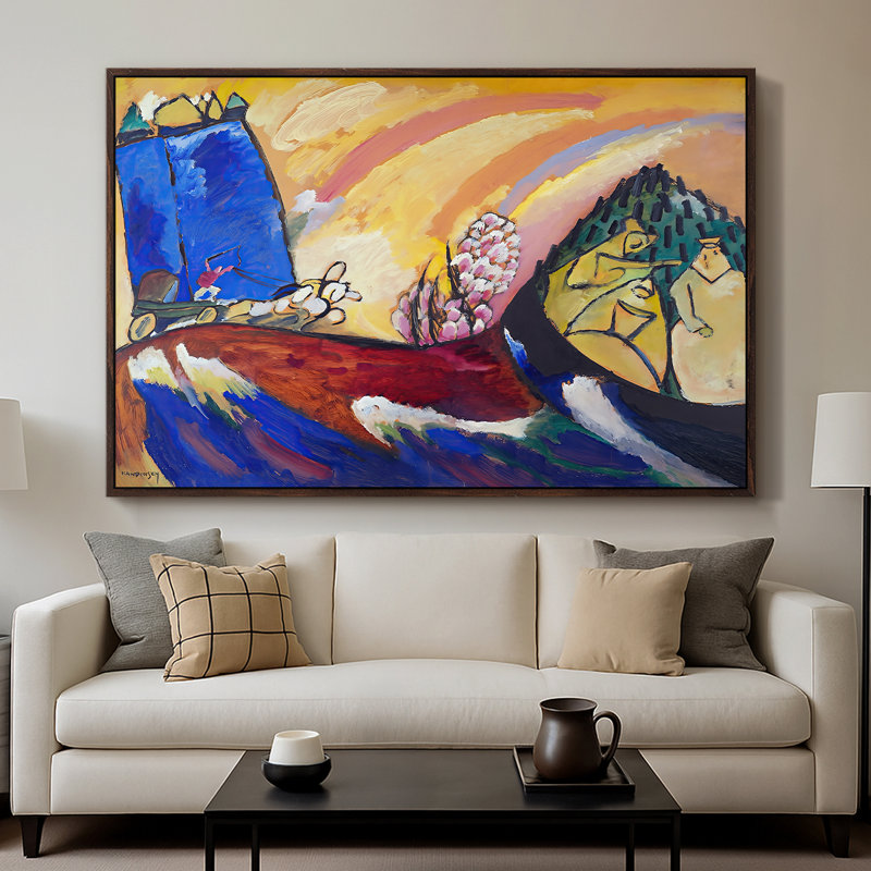 "Peinture avec troïka", toile de Wassily Kandinsky, 26 x 40, Noyer