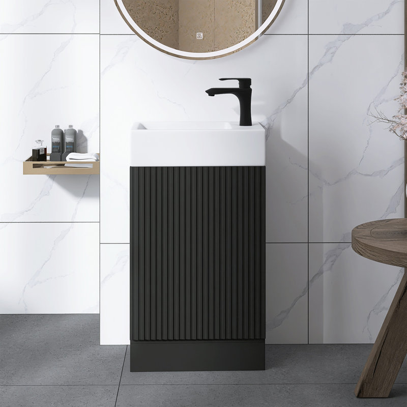 Meuble-lavabo sur pied 19 po avec lavabo, Noir