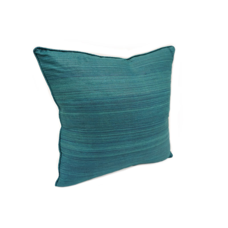 Coussin en soie brute 18 po, Bleu sarcelle