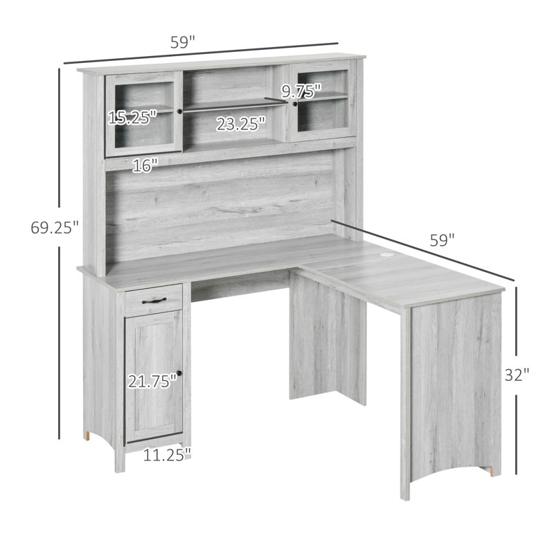 Bureau réversible en L avec huche