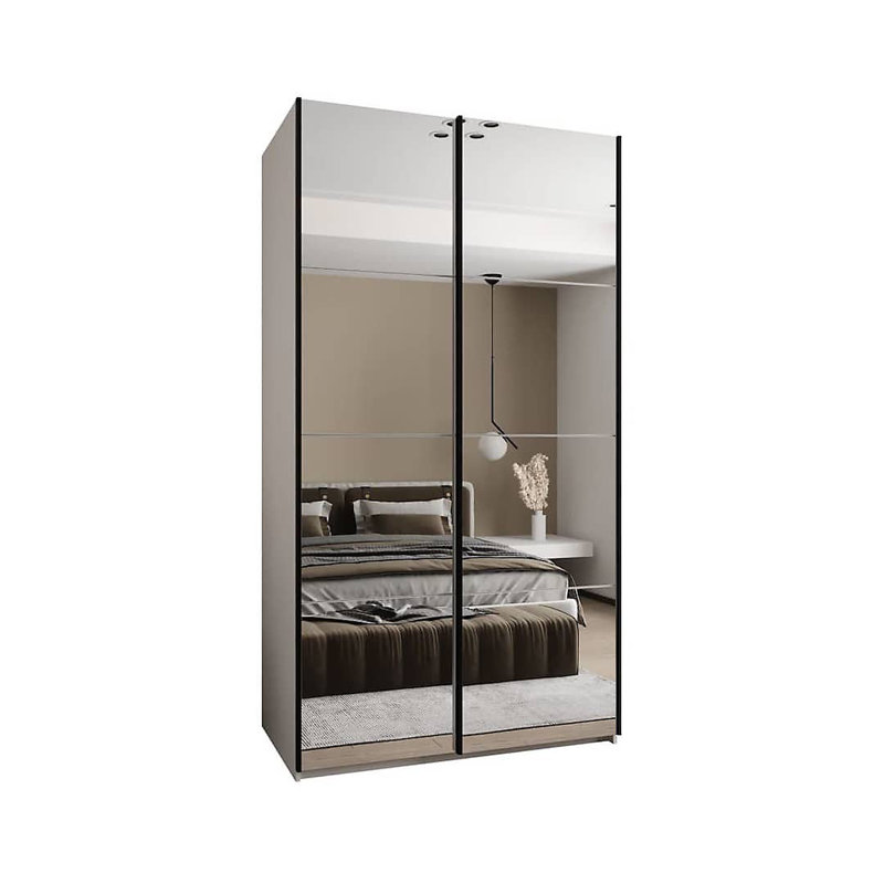 Trosa II White Mirrored Sliding Door Wardrobe, 245.5cm H x 120cm W x 61cm D