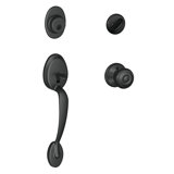 Plymouth Handleset with Single Cylinder Deadbolt and Georgian Door Knob and Rosette