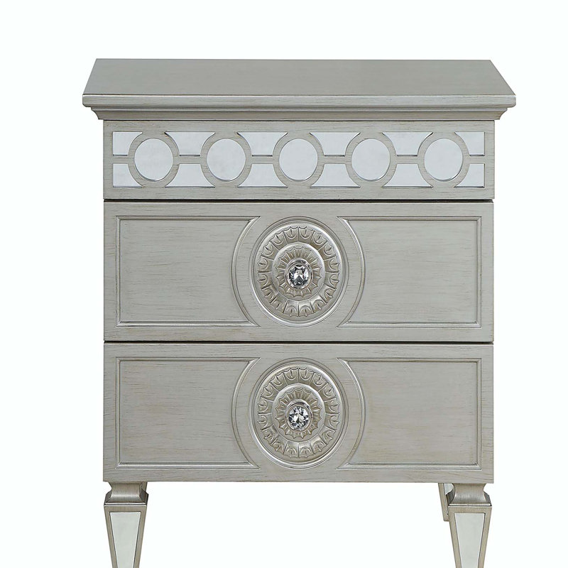 Silver 2-Drawer Nightstand