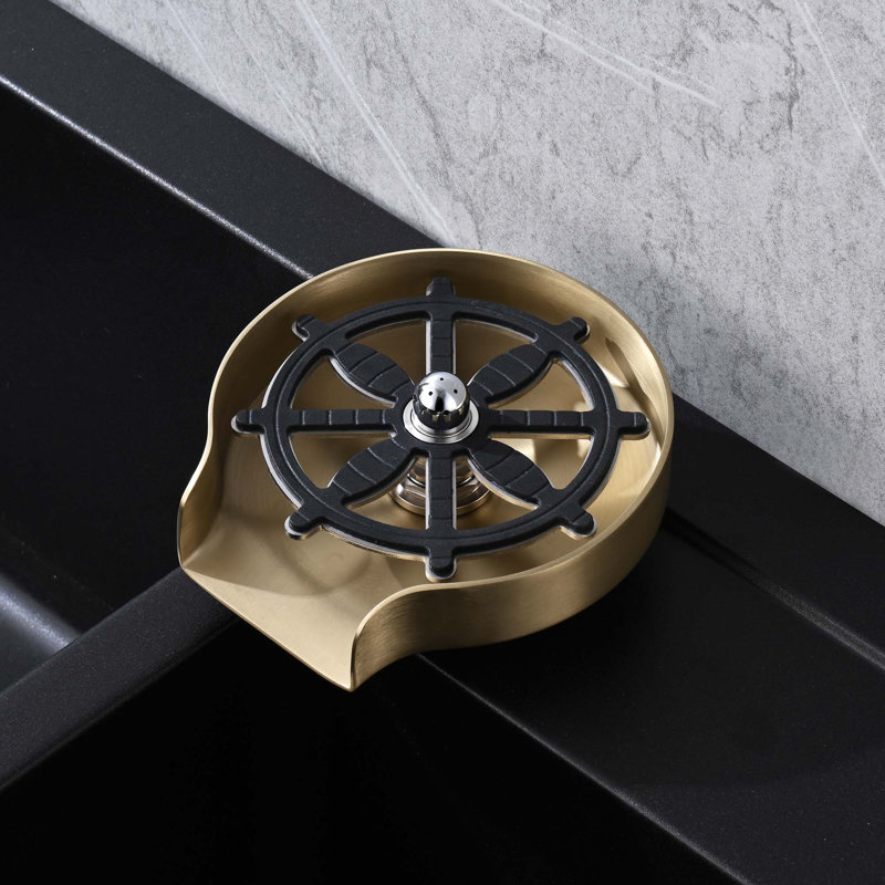 4.76" Stainless Steel Glass Rinser for Kitchen Sinks,  Kitchen Sink Accessories Cup Rinser, Brushed Gold