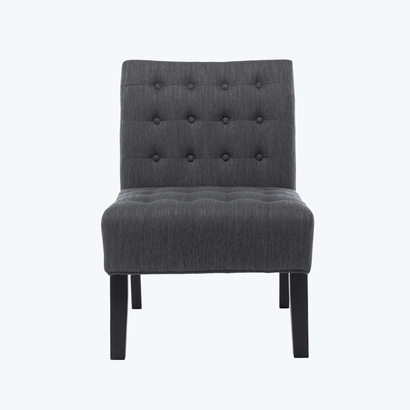 Emmalie 23'' Wide Tufted Slipper Chair Set, Charcoal Polyester Duplicate