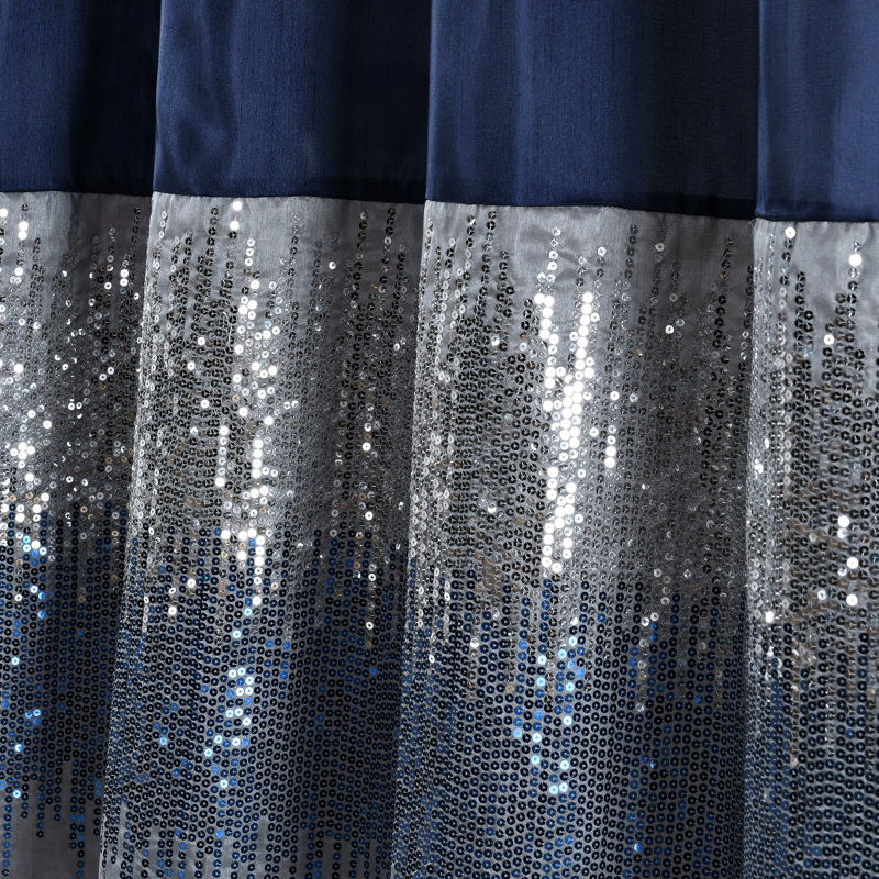 Pruneda Polyester Shower Curtain, 183cm W x 213cm L, Navy/White