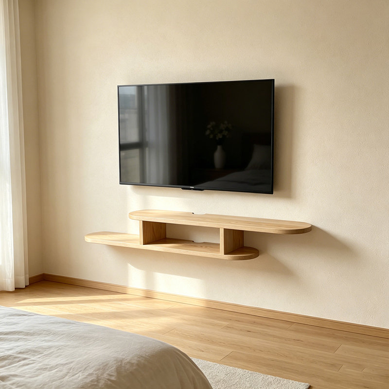 Étagère murale flottante asymétrique en bois massif clair naturel pour chambre, salle de bain, cuisine, salon