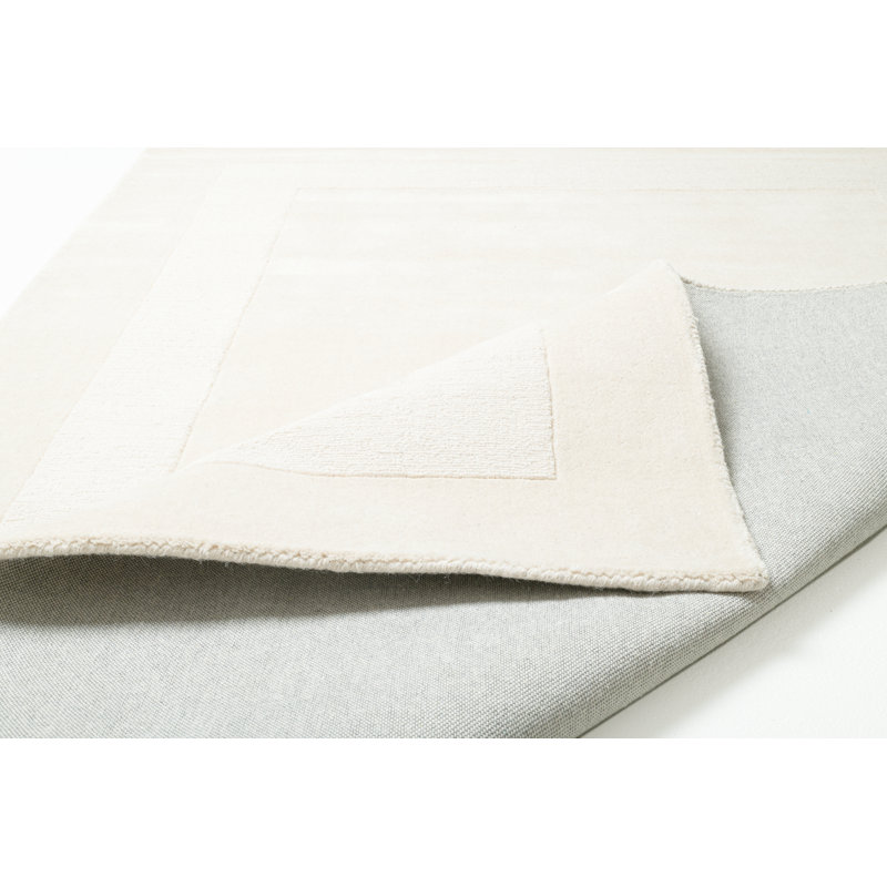 Larentius Solid Colour Hand Woven Hand Tufted Cream Area Rug, Rectangle 80 x 150cm