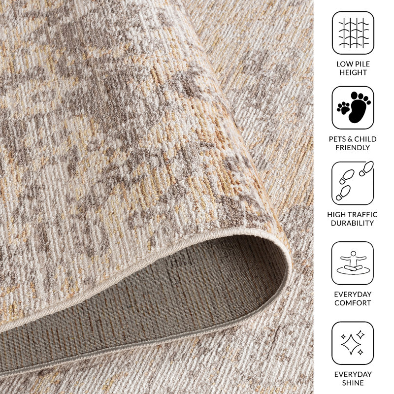 Sealy Easton Modern Abstract Turkish Cream Area Rug, 3' X 10', Runner 2'6" x 10'