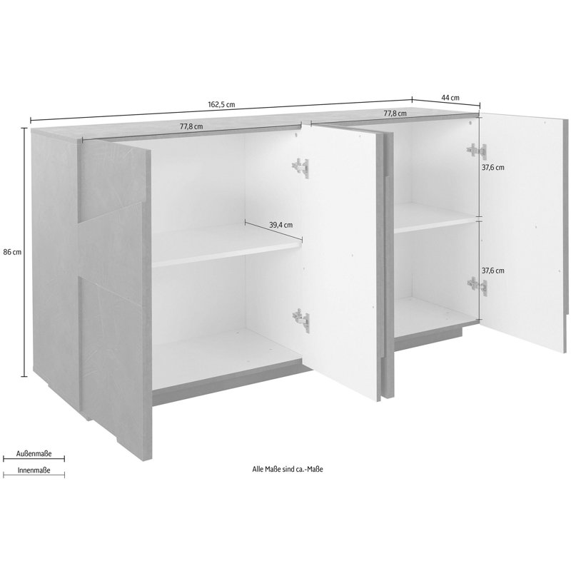 Longford 162.4 Cm Wide Sideboard, White
