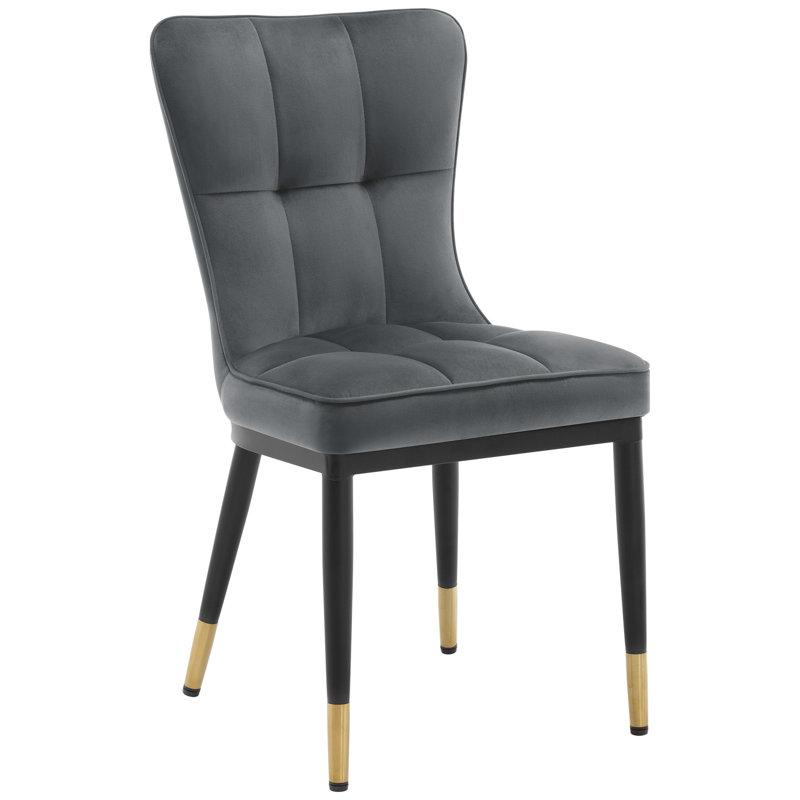 Guitierrez Velvet Upholstered Parsons Chair, Gray