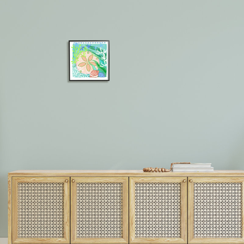 Impression sur toile, "Ocean Sand Dollar Collage Seashells" - Cadre flottant, H 12 po x l 12 po x P 1,5 po