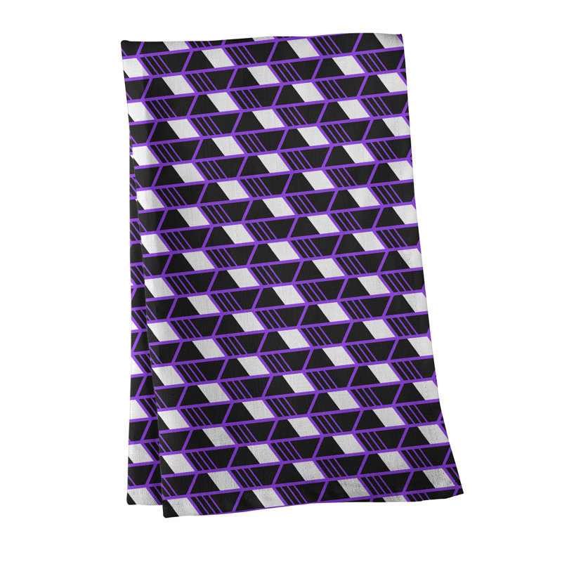Torchon Suoz, Sergé de coton, Mauve / Noir