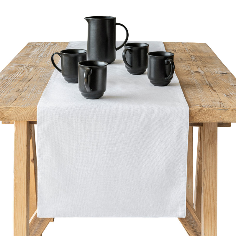 Over&Back Woven Chambray Table Runner, White, 18" W x 90" L