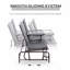Banc oscillant en tissu gris avec table centrale, causeuse de patio à structure en métal avec filet respirant et accoudoirs pour la véranda de jardin