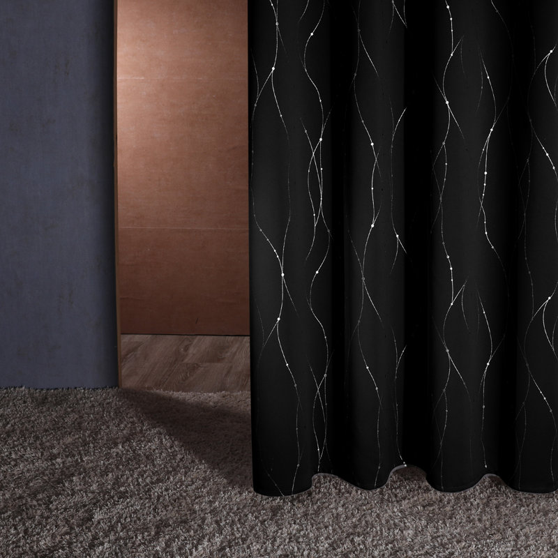 Room Darkening Curtain Pair, Black, 38" W x 54" L